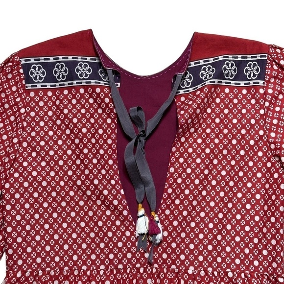 Alix of Bohemia Red Ruby Doll Long Sleeve Mini Dress US L - Picture 10 of 13